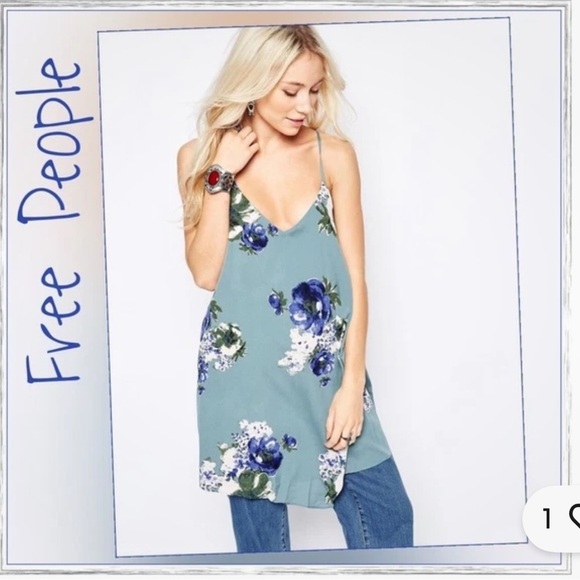 Free People Blue Floral Slip Dress - Picture 2 of 8